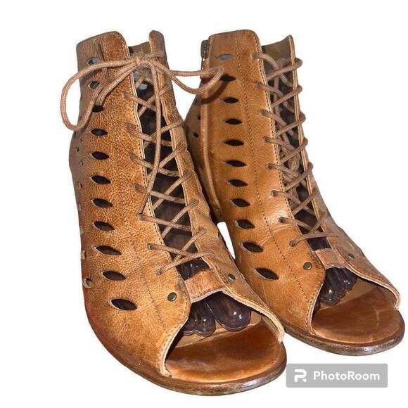 PAUL GREEN Bali Lace Up Cut Out 3" Block Heel Bootie Sandals Shoes 6.5 UK / 9 US - Picture 3 of 7